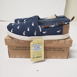Toms Youth Bimini Navy Whale Embroidery Shoes